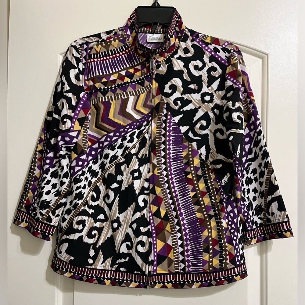 Zenergy By Chico’s Women’s Size Small Lightweight Jacket Zip Up Front Dressy Wor